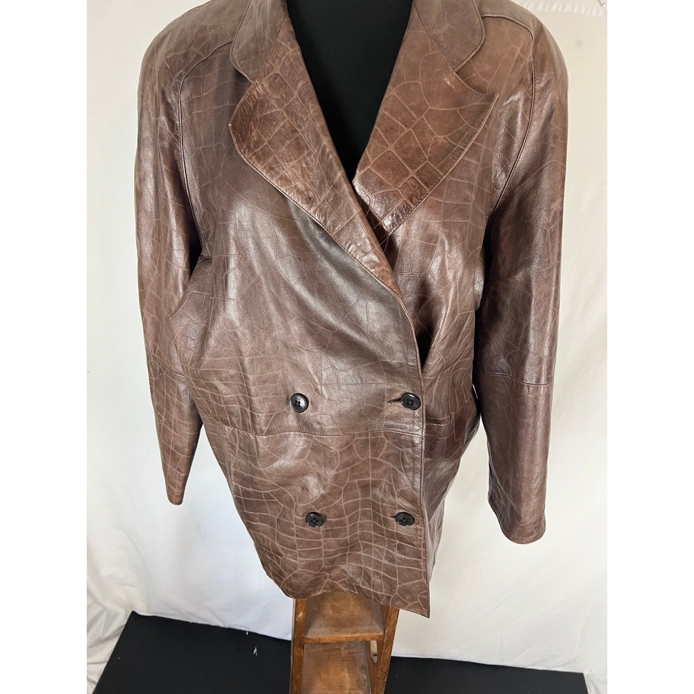 Vintage 100% Brown Leather Jacket by Daniel D'hiver women's size 10